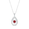 Thumbnail Image 1 of Lab-Created Ruby & White Lab-Created Sapphire Teardrop Necklace Sterling Silver 18&quot;