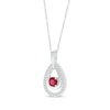 Thumbnail Image 2 of Lab-Created Ruby & White Lab-Created Sapphire Teardrop Necklace Sterling Silver 18&quot;