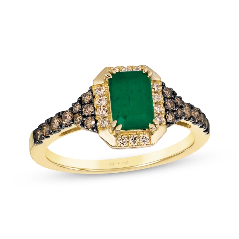 Main Image 1 of Le Vian Emerald & Diamond Ring 1/3 ct tw 14K Honey Gold