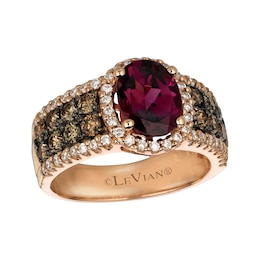 Le Vian Oval-Cut Rhodolite Garnet Ring 1-1/5 ct tw Diamonds 14K Strawberry Gold