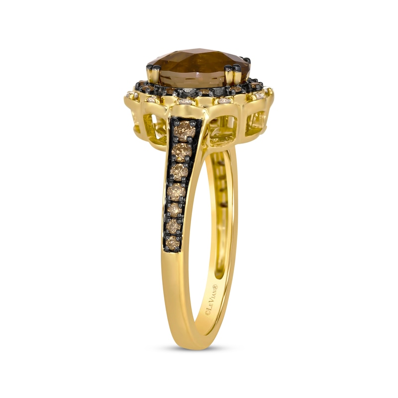 Main Image 2 of Le Vian Venetian Mosaic Chocolate Quartz Ring 1/3 ct tw Diamonds 14K Honey Gold