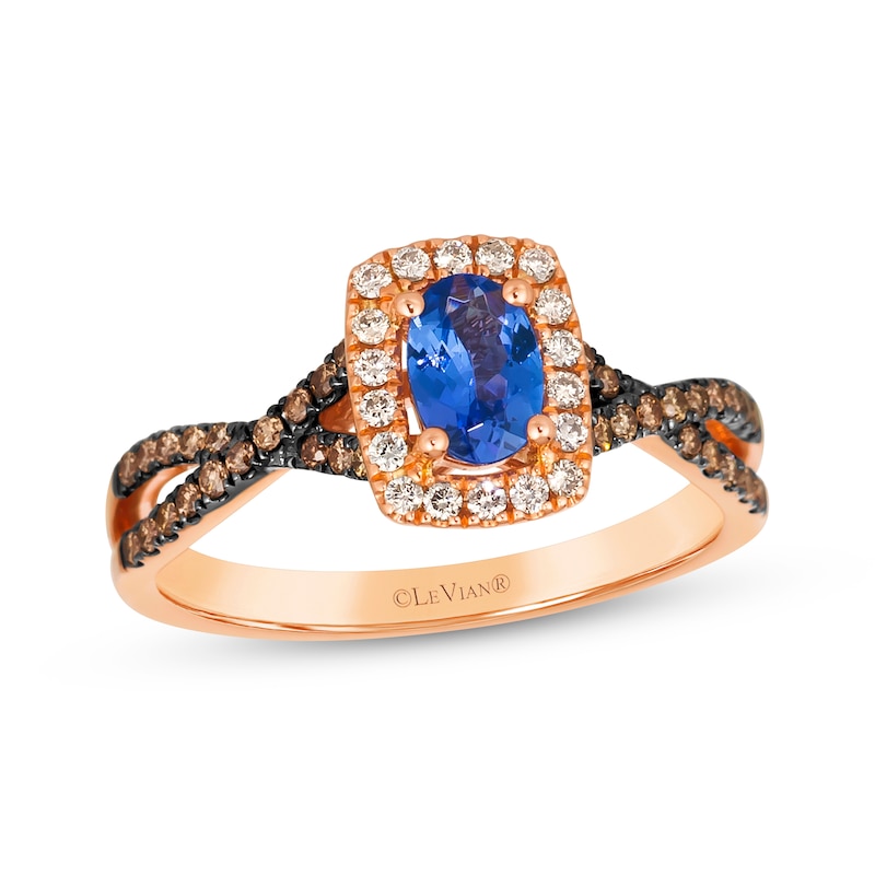 Main Image 1 of Le Vian Oval-Cut Tanzanite Ring 1/3 ct tw Diamonds 14K Strawberry Gold