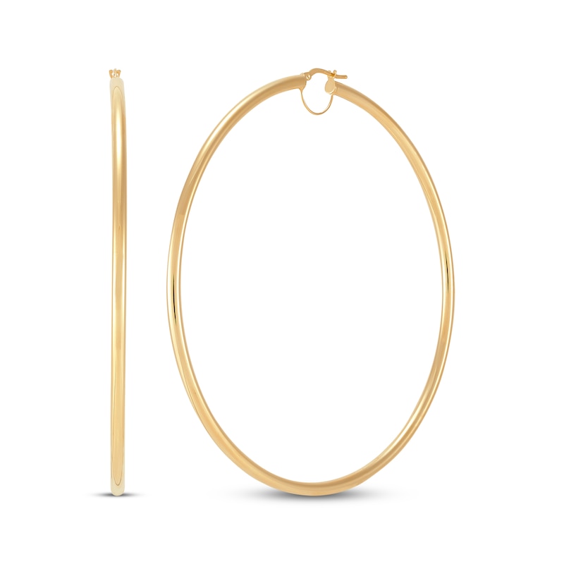 Main Image 1 of Polished Hoop Earrings 10K Yellow Gold 80mm