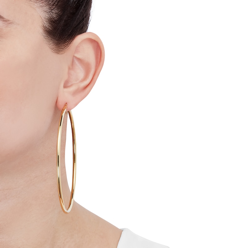 Main Image 3 of Polished Hoop Earrings 10K Yellow Gold 80mm