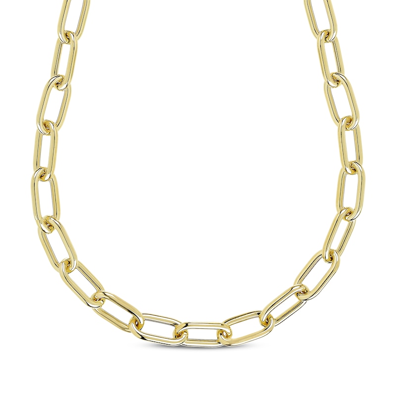 Main Image 1 of Hollow Paperclip Chain Necklace 10K Yellow Gold 18&quot;