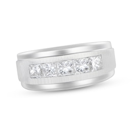 Lab-Created Diamonds by KAY Square-Cut Men's Five-Stone Wedding Ring 2 ct tw 14K White Gold