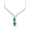 Thumbnail Image 2 of Our Story Together Pear-Shaped Lab-Created Emerald & White Lab-Created Sapphire Chevron Necklace 10K White Gold 18&quot;