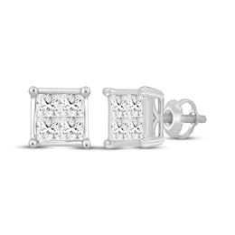 Princess-Cut Diamod Quad Stud Earrings 1 ct tw 10K White Gold