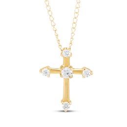 Children's Cubic Zirconia Cross Necklace 14K Yellow Gold 13&quot;