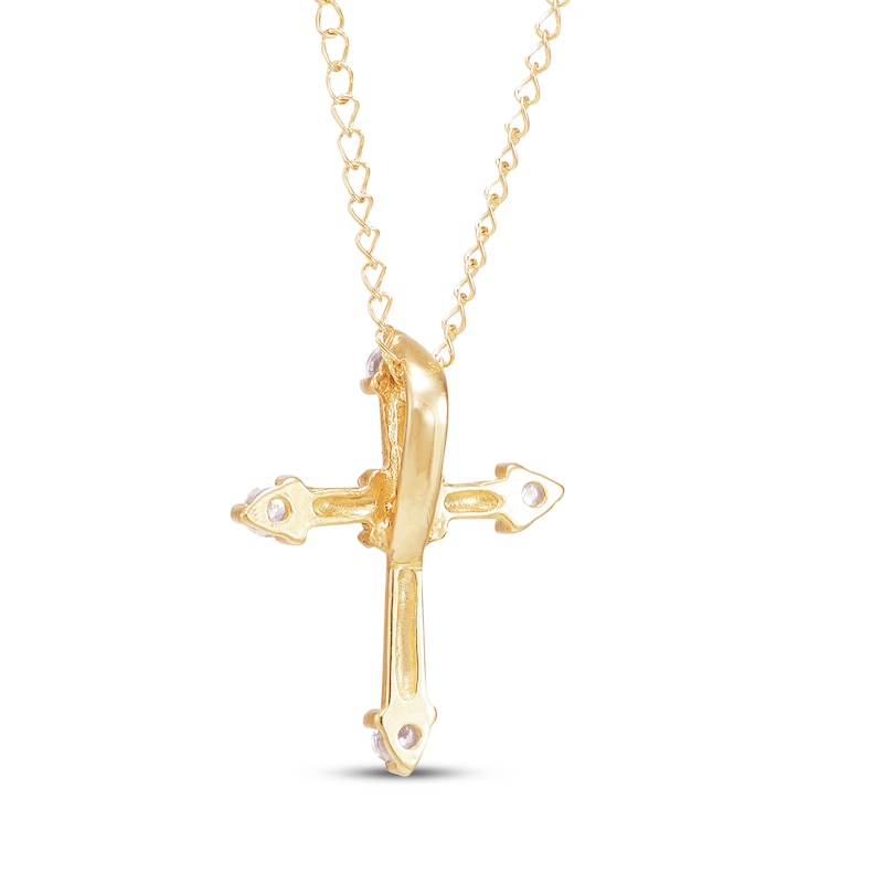 Children's Cubic Zirconia Cross Necklace 14K Yellow Gold 13"