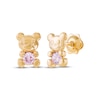 Thumbnail Image 0 of Children's Pink Cubic Zirconia Teddy Bear Stud Earrings 14K Yellow Gold