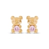 Thumbnail Image 1 of Children's Pink Cubic Zirconia Teddy Bear Stud Earrings 14K Yellow Gold