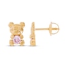 Thumbnail Image 2 of Children's Pink Cubic Zirconia Teddy Bear Stud Earrings 14K Yellow Gold