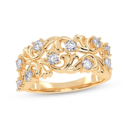 Diamond Baroque-Style Scroll Ring 1/2 ct tw 14K Yellow Gold