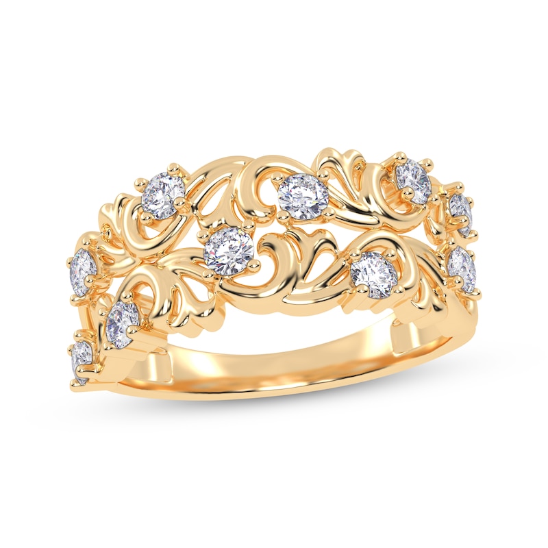 Main Image 1 of Diamond Baroque-Style Scroll Ring 1/2 ct tw 14K Yellow Gold