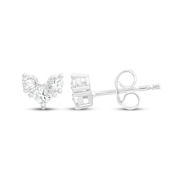 Lab-Grown Diamonds by KAY Princess & Round-Cut Three-Stone Stud Earrings 1/4 ct tw 14K White Gold