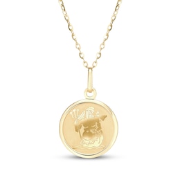 Zodiac Aquarius Medallion Necklace 14K Yellow Gold 18&quot;