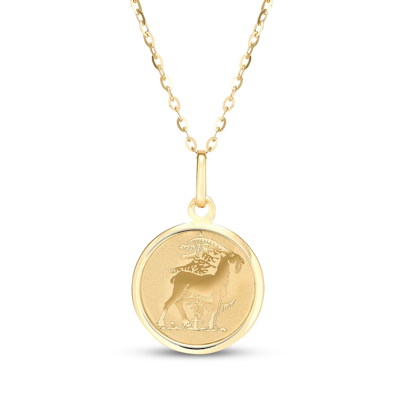 Main Image 1 of Zodiac Capricorn Medallion Necklace 14K Yellow Gold 18&quot;