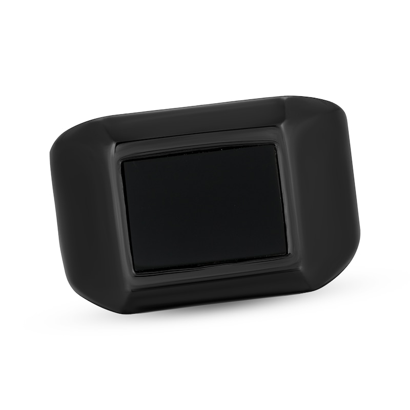 Main Image 1 of Men's Rectangle-Cut Onyx Ring Black Ion-Plated Stainless Steel