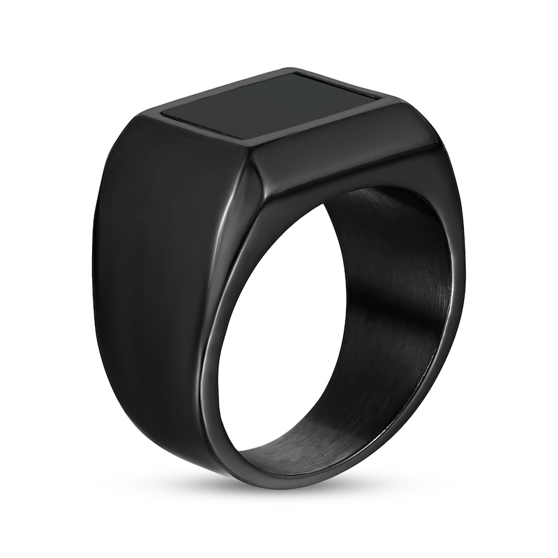 Main Image 2 of Men's Rectangle-Cut Onyx Ring Black Ion-Plated Stainless Steel