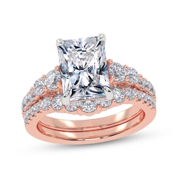 Adore Radiant-Cut Lab-Grown Diamond Bridal Set 3 ct tw 14K Rose Gold