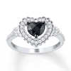 Thumbnail Image 1 of Black Diamond Ring 1 ct tw Heart-shaped 10K White Gold