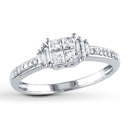 Diamond Engagement Ring 1/2 ct tw Princess-cut 10K White Gold