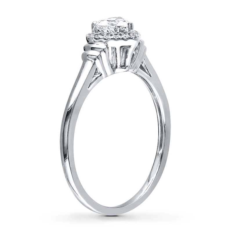 14k White Gold Heart Shaped Engagement Ring