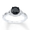 Thumbnail Image 1 of Black Diamond Ring 1-1/5 ct tw Round-cut 10K White Gold