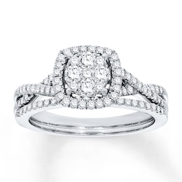 Bridal Set 1/2 ct tw Diamonds 10K White Gold