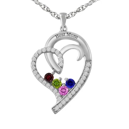 Birthstone Family & Mother's Heart Pendant