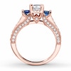 Thumbnail Image 2 of Diamond/Sapphire Engagement Ring 1 cttw Princess/Round 14K Gold