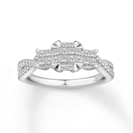 Diamond Engagement Ring 5/8 ct tw Princess/Round 14K White Gold