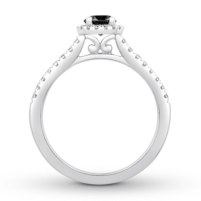 Black Diamond Engagement Ring 5/8 cttw Round-cut 10K White Gold