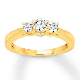 Three-Stone Diamond Ring 1/2 ct tw Round-cut 14K Yellow Gold