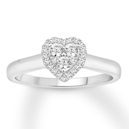 Diamond Heart-Framed Engagement Ring 1/4 ct tw 10K White Gold