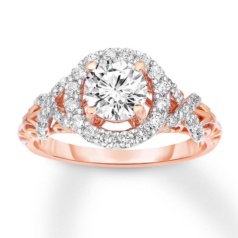 Main Image 1 of Diamond Engagement Ring 1-1/6 ct tw Round-cut 14K Rose Gold