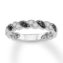 Black & White Diamond Anniversary Band 3/8 ct tw 10K White Gold