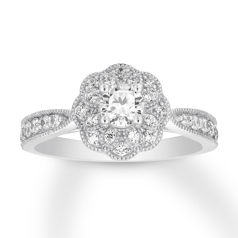 Diamond Engagement Ring 3/4 ct tw Round-cut 14K White Gold