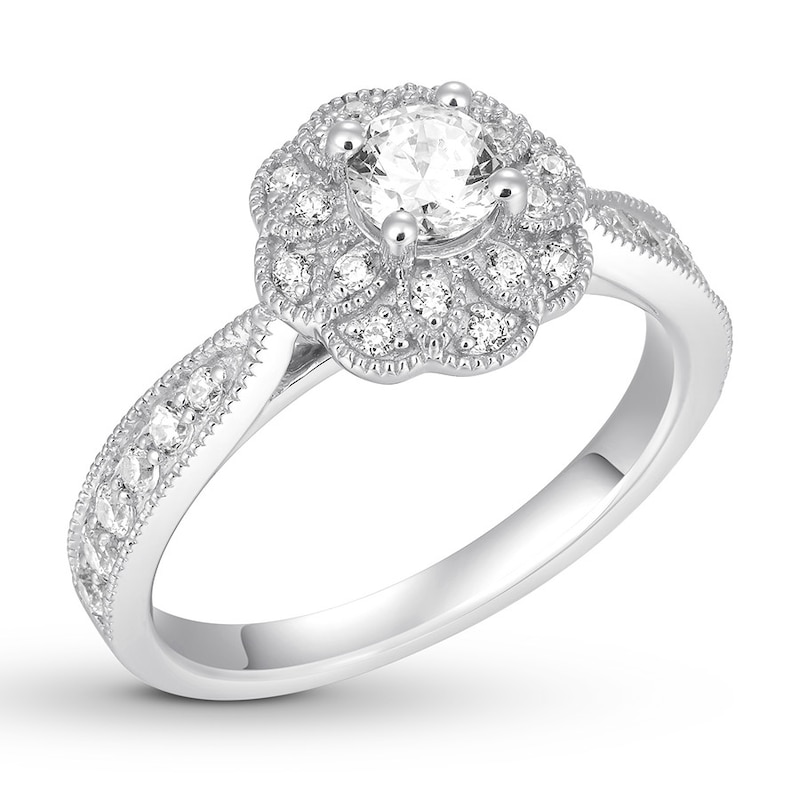 Diamond Engagement Ring 3/4 ct tw Round-cut 14K White Gold