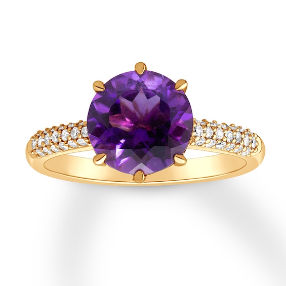 Amethyst Engagement Ring 1/5 ct tw Diamonds 14K Yellow Gold | Kay Outlet