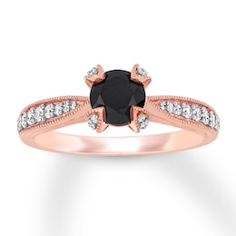 Black & White Diamond Engagement Ring 1-1/8 ct tw 14K Rose Gold