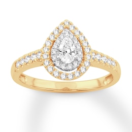 Diamond Engagement Ring 1/2 ct tw Pear/Round 14K Yellow Gold