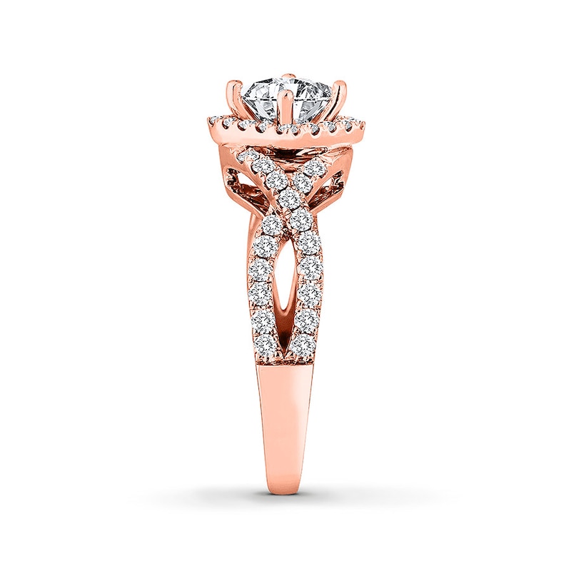 THE LEO Diamond Engagement Ring 1 ct tw Princess & Round 14K Rose Gold