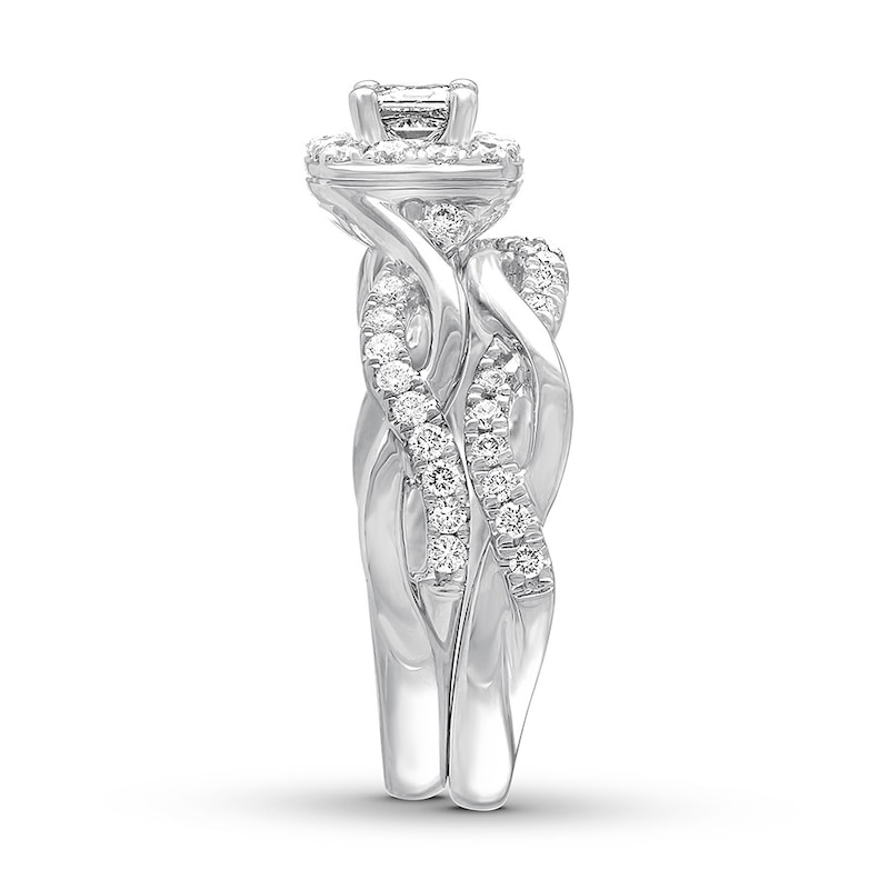 Main Image 3 of THE LEO Diamond Bridal Set 7/8 ct tw Princess & Round-cut 14K White Gold