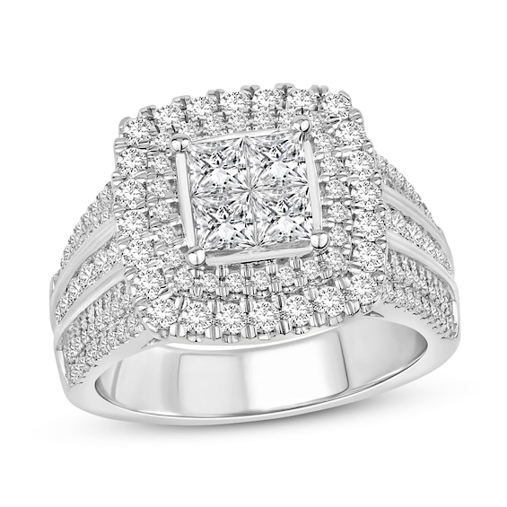 Diamond Engagement Ring 2 ct tw Princess & Round-cut 10K White Gold ...