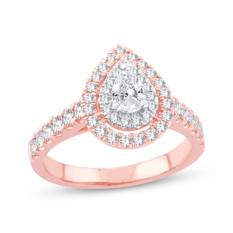 Diamond Engagement Ring 1 ct tw Pear & Round 14K Rose Gold | Kay Outlet