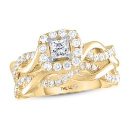 THE LEO Diamond Bridal Set 7/8 ct tw Princess & Round 14K Yellow Gold