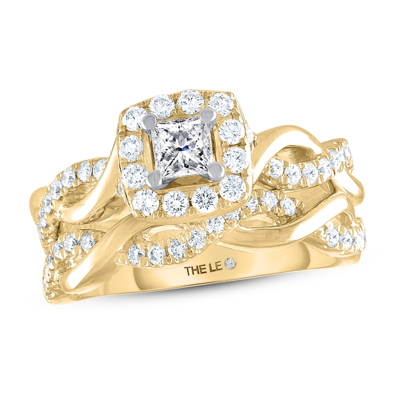 Main Image 1 of THE LEO Diamond Bridal Set 7/8 ct tw Princess & Round 14K Yellow Gold