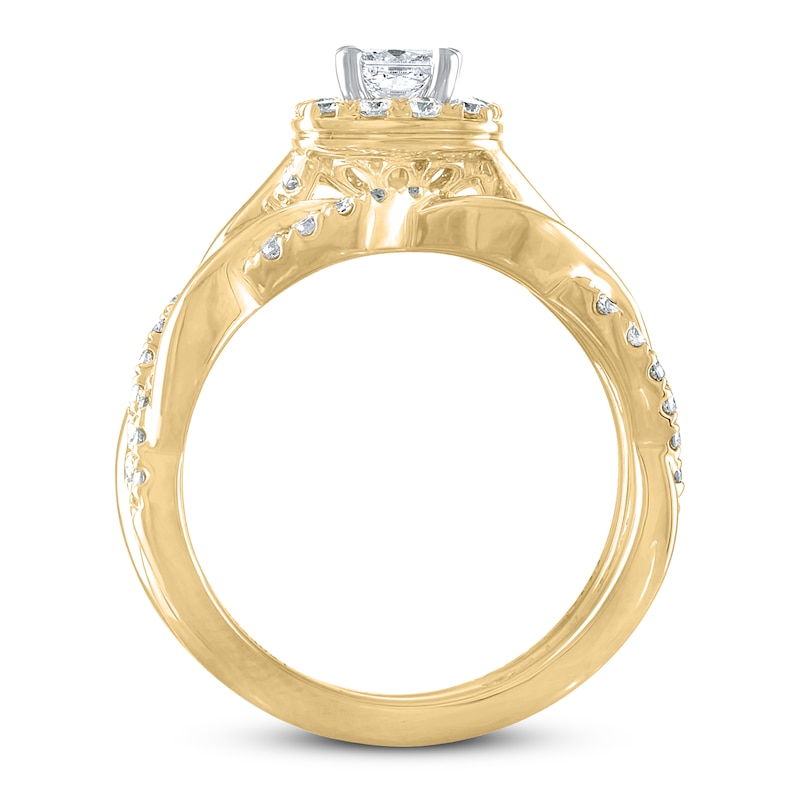 Main Image 2 of THE LEO Diamond Bridal Set 7/8 ct tw Princess & Round 14K Yellow Gold